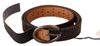 COSTUME NATIONAL BELT BROWN WX SILVER BUCKLE HOLES BELT