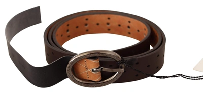 Costume National Belt Brown Wx Silver Buckle Holes Belt