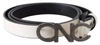 COSTUME NATIONAL BELT METTALIC GRAY LEATHER LOGO BELT