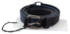Costume National Black Blue Leather Silver Logo Belt In Black