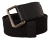 Costume National Black Cotton Ducati Metal Buckle Belt In Black