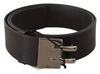 COSTUME NATIONAL BLACK LEATHER SILVER BUCKLE WAIST BELT