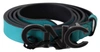 COSTUME NATIONAL BLUE GREEN LEATHER LOGO SILVER BUCKLE BELT