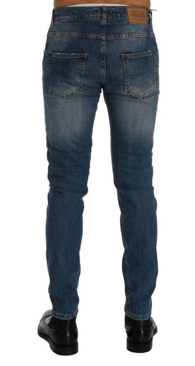 Frankie Morello Wash Torn Dunfermile Slim Fit Jeans In Blue