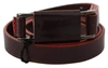 COSTUME NATIONAL BROWN LEATHER DOUBLE RUSTIC SILVER BUCKLE BELT