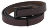 COSTUME NATIONAL BROWN LEATHER TACTICAL LOGO BUCKLE DARK