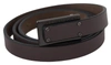 COSTUME NATIONAL BROWN LEATHER TACTICAL LOGO SCREW BUCKLE BELT