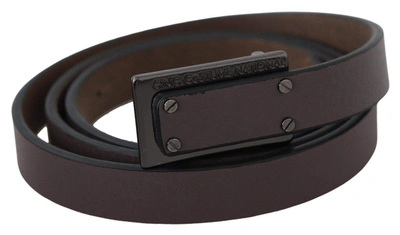 Costume National Brown Leather Tactical Logo Screw Buckle Belt