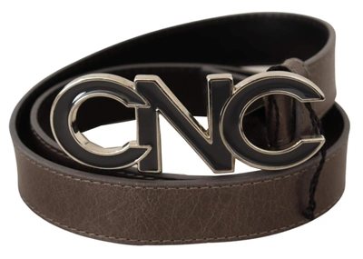 Costume National Brown Letter Logo Buckle Belt