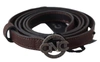 COSTUME NATIONAL BROWN SKINNY LEATHER ROUND LOGO BUCKLE BELT