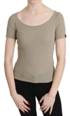 Gf Ferre' Nylon Short Sleeve Casual Tank Top Blouse In Gray