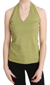 Gf Ferre' Halter Cotton Sleeveless Casual Tank Top Blouse In Green