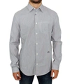Gf Ferre' Striped Cotton Casual Shirt In Gray