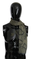 Gf Ferre' Wool Viscose Foulard Patterned Branded Scarf In Green