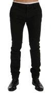 Gf Ferre' Cotton Stretch Chinos Pants In Black