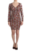 GF FERRE' MULTICOLOR LONGSLEEVE VISCOSE SHIFT DRESS