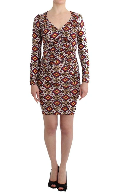 Gf Ferre' Multicolor Longsleeve Viscose Shift Dress