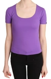 Gf Ferre' Purple  Polyester Short Sleeve Top  Blouse In Purple