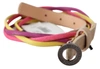 COSTUME NATIONAL MULTICOLOR TWISTED LEATHER CIRCLE BUCKLE BELT