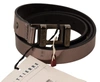 Costume National Chic Pink Metallic Leather Belt With Bronze Buckle In Pink