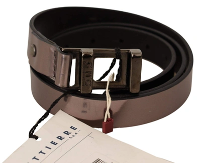 Costume National Pink Metallic Leather Buckle Belt