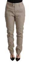 Cycle Beige Mid Waist Casual Baggy Stretch Trouser In Beige