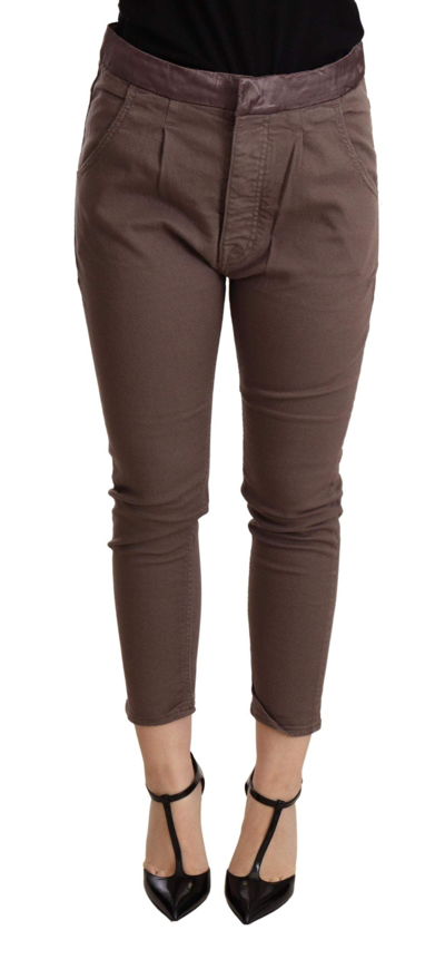 Cycle Brown Mid Waist Cropped Skinny Stretch Trouser