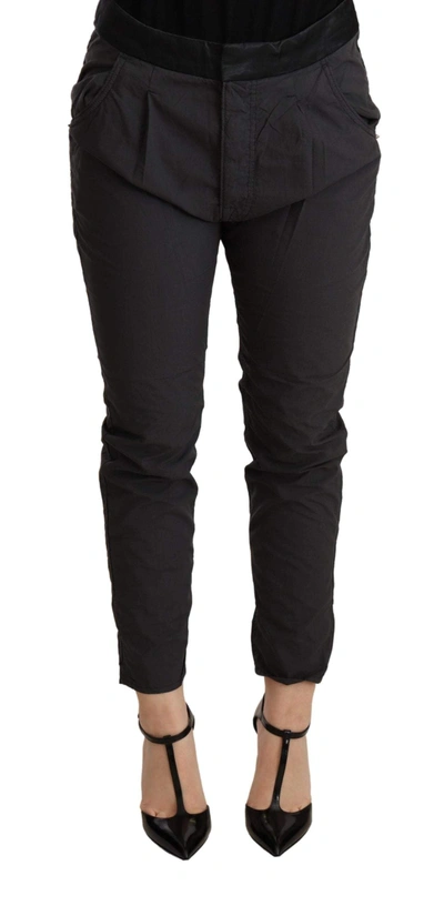 Cycle Grey Mid Waist Slim Fit Skinny Cotton Trouser