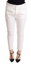 Cycle White Mid Waist Slim Fit Skinny Cotton Stretch Trouser In White