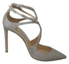 Jimmy Choo Lancer 100 Platinum Ice Leather Pumps In Silver