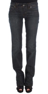John Galliano Wash Cotton Blend Slim Fit Bootcut Women's Jeans In Blue