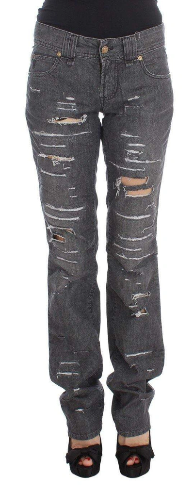 John Galliano Torn Straight Fit Jeans In Grey