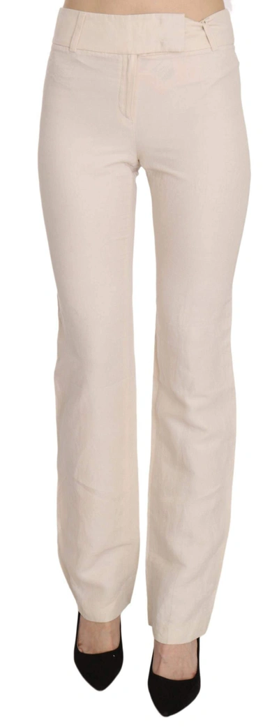 Laurèl Laurel White High Waist Silk Blend Flared Dress Trousers Women's Pants