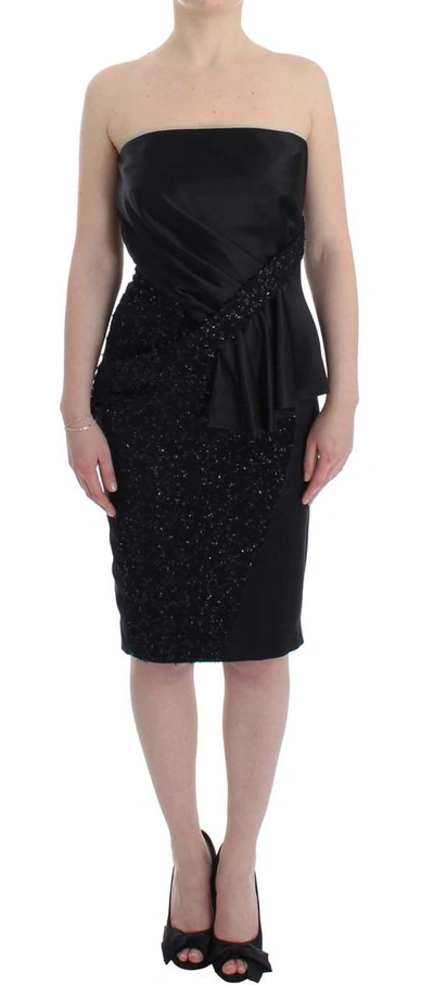 Masha Ma Strapless Embellished Pencil Dress In Black