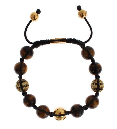 Nialaya Cz  Tigers Eye Gold 925 Silver Bracelet In Brown