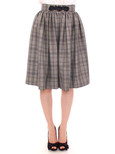Noemi Alemán Checkered Wool Shorts Skirt In Gray