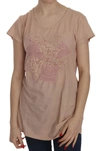 Pink Memories Cream Lace Short Sleeve Shirt Top Cotton Blouse In Pink