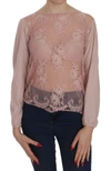 Pink Memories Lace See Through Long Sleeve Blouse In Pink