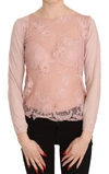 PINK MEMORIES LACE SEE THROUGH LONG SLEEVE TOP BLOUSE