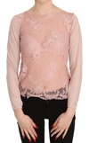 Pink Memories Lace See Through Long Sleeve Top Blouse In Pink