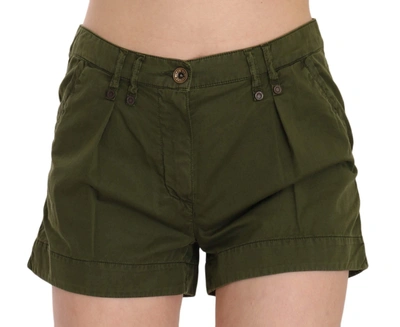 Plein Sud Mid Waist  Cotton Mini Shorts In Green