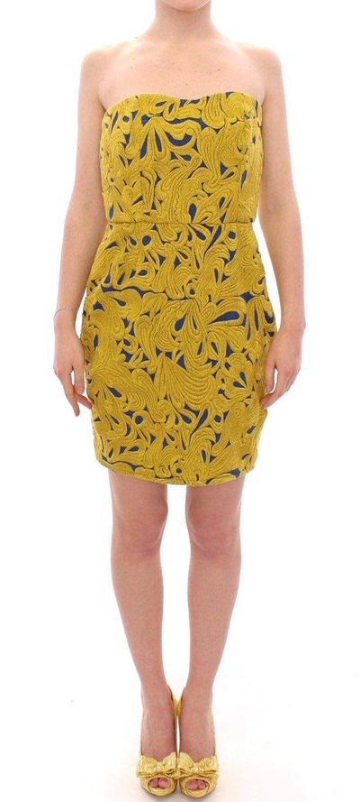 Sachin & Babi Strapless Bubble Mini Shift Dress In Yellow