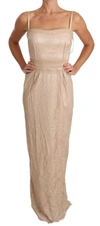 Dolce & Gabbana Beige Lace Spaghetti Strap Sheath Dress In Beige