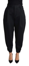 Dolce & Gabbana Black Cropped Dress High Waist Polyester Pants In Black