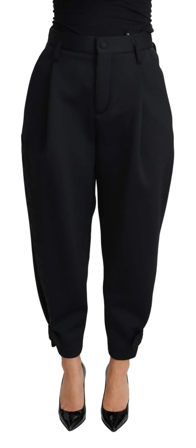 Dolce & Gabbana Black Cropped Dress High Waist Polyester Pants