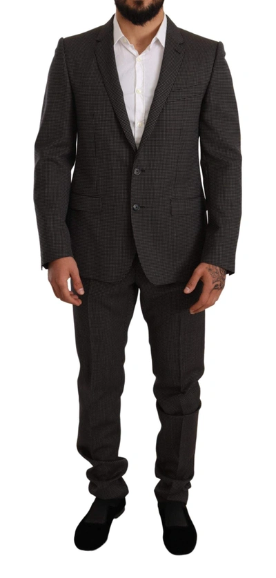 Dolce & Gabbana Black Fantasy Pattern Wool Martini Suit