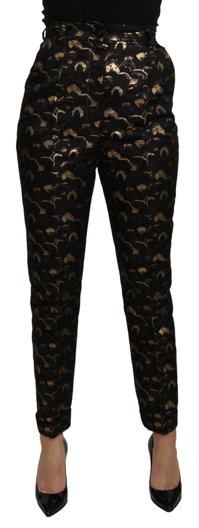 Dolce & Gabbana Black Gold Brocade High Waist Pants