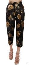 DOLCE & GABBANA BLACK GOLD FLORAL JACQUARD CROPPED trousers