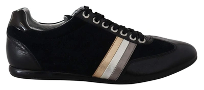 Dolce & Gabbana Black Logo Leather Casual Mens Scarpe Trainers