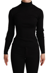 DOLCE & GABBANA BLACK PULLOVER SILK CASHMERE TURTLENECK jumper